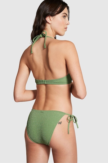 Victoria's Secret PINK Wild Grass Green Tie Side Bikini Bottom