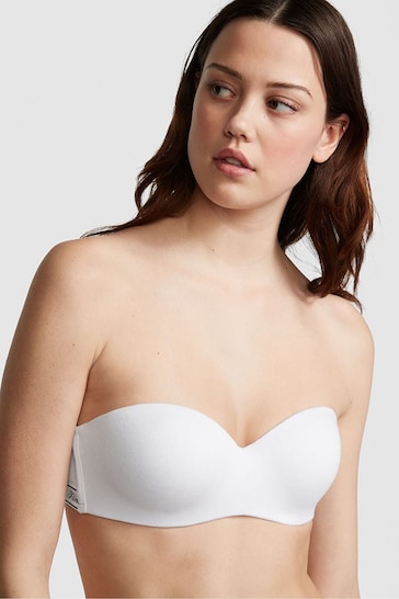 Buy Victoria's Secret PINK Optic White Cotton Logo Strapless Multiway Push  Up Bra from the Next UK online shop