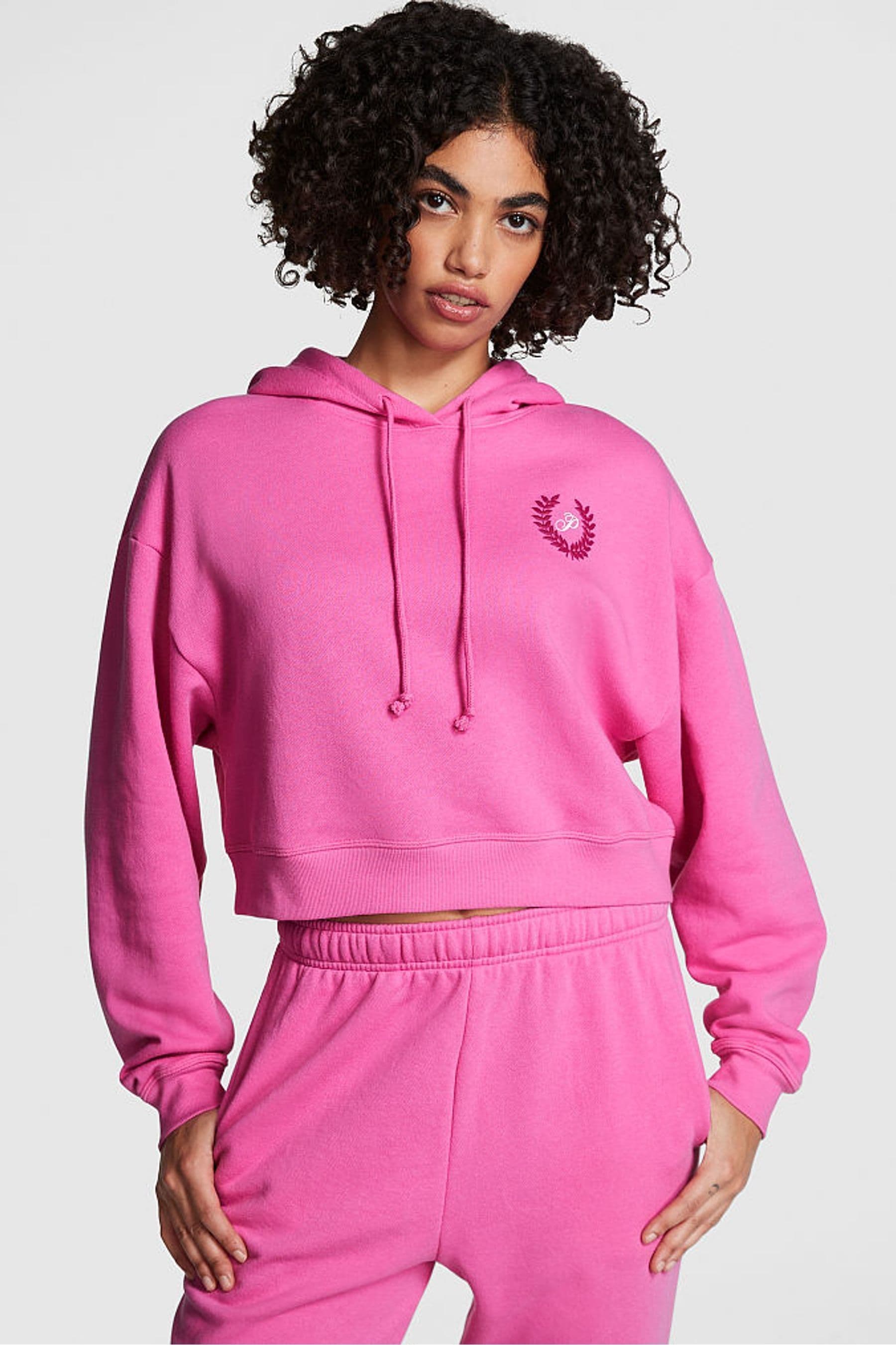 Hot pink deals cropped hoodie