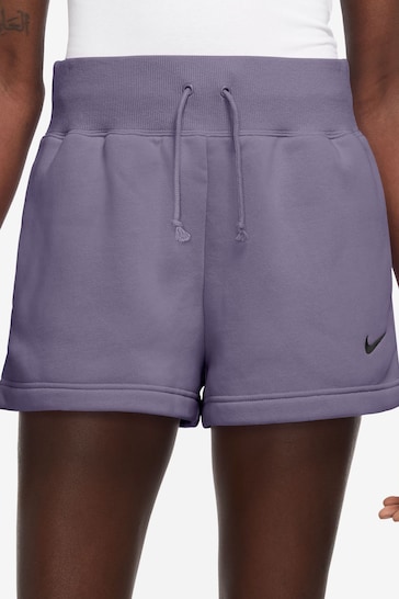 Nike Purple Phoenix Fleece High Waisted Shorts