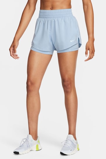 Nike Blue One Dri-FIT Mid Rise 3 Inch 2 In 1 Shorts