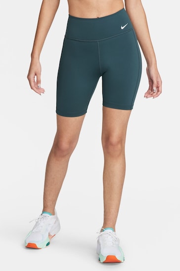Nike Green Leak Protection Mid Rise 7 Biker Shorts
