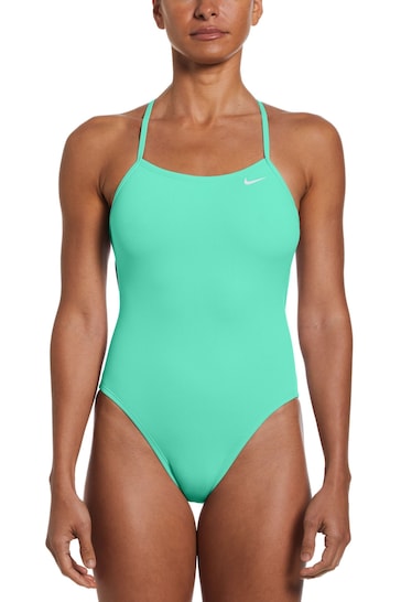 Nike Green Hydrastrong Solid Swim Swimsuit