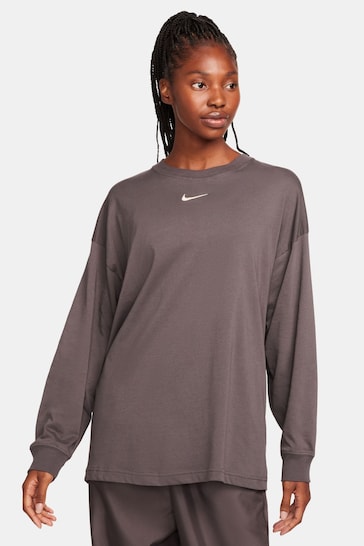 Nike Black Oversized Mini Swoosh Long Sleeve T-Shirt