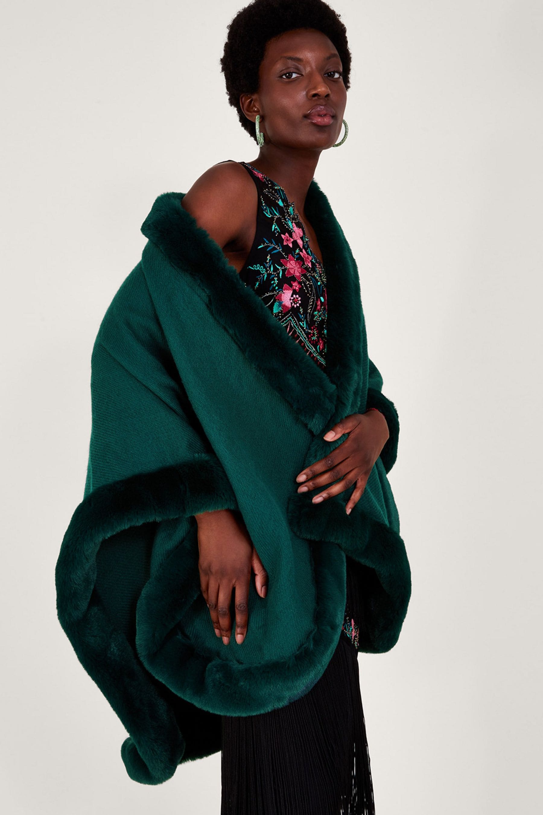 Emerald green fur shawl new arrivals