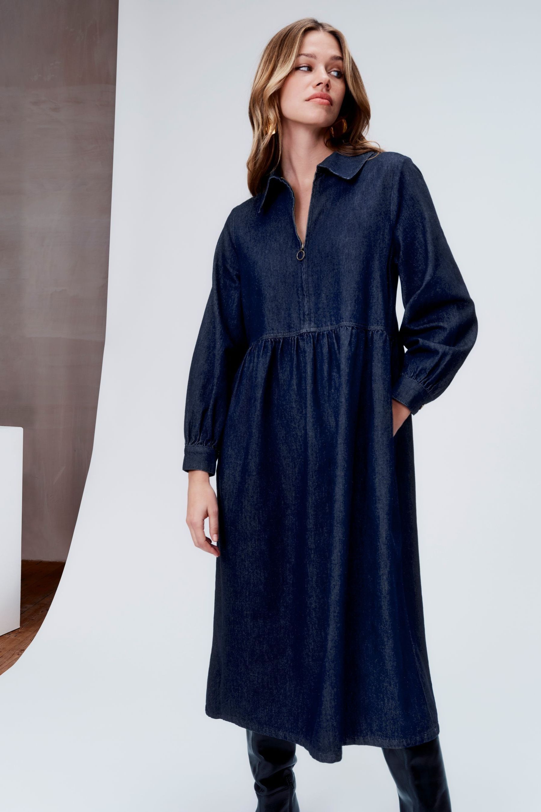 Buy Monsoon Blue Alana Midi Zip Dress from the Next UK online shop