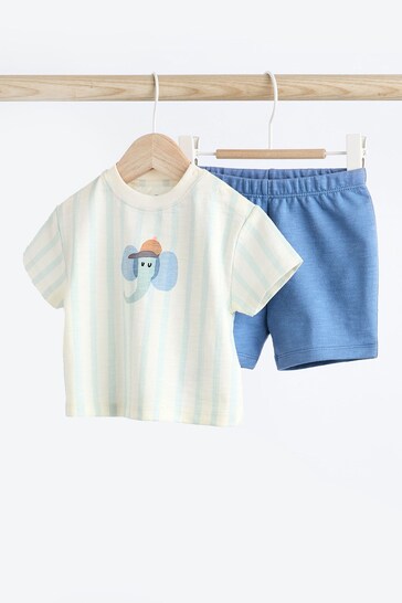 Blue Elephant Baby T-Shirt And Shorts 2 Piece Set