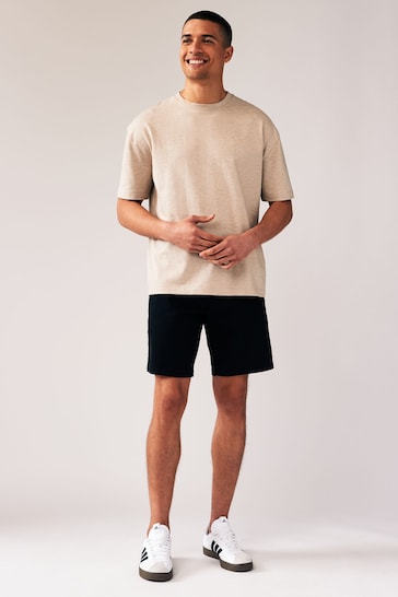 Black/Tan Straight Fit Stretch Chinos Shorts 2 Pack