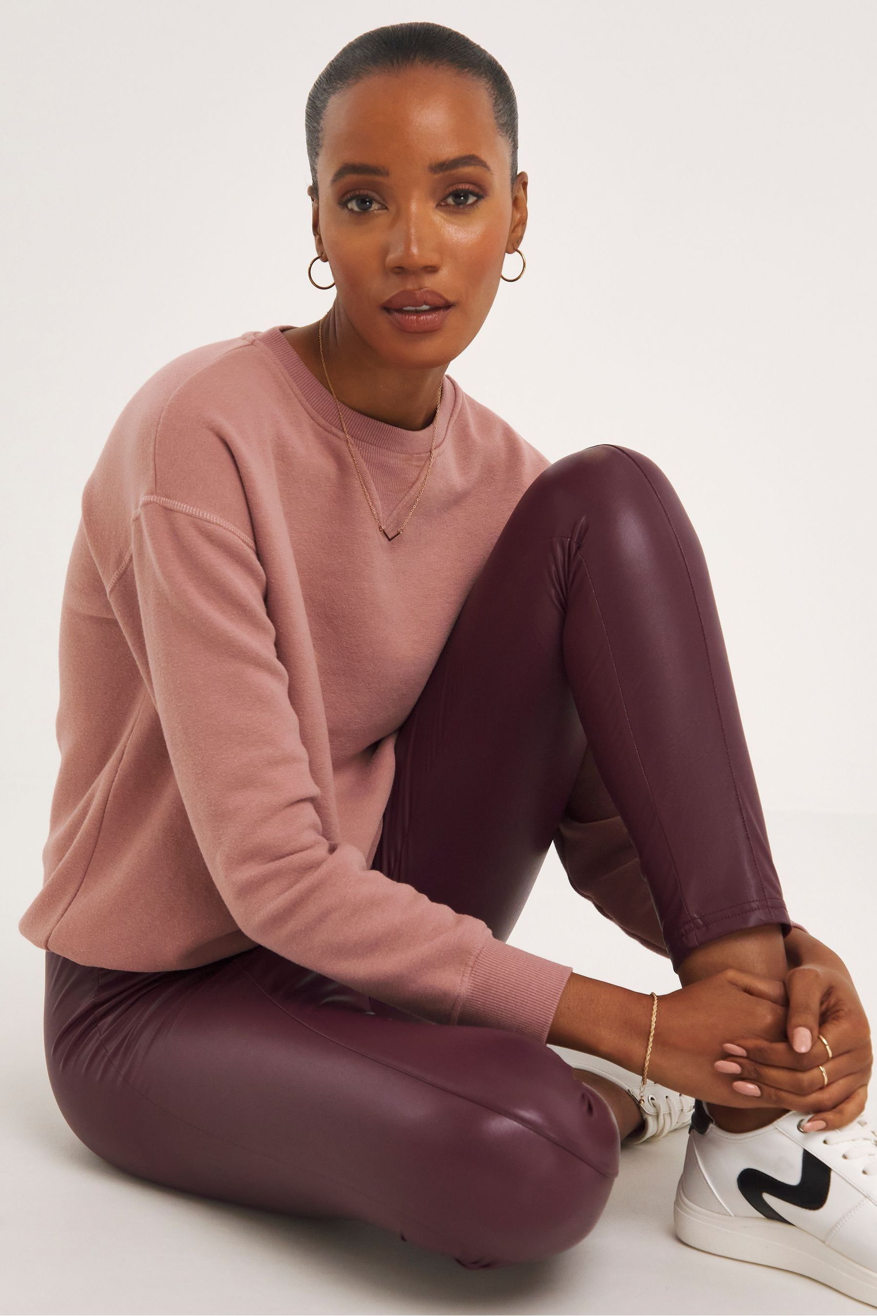 Wine best sale pu leggings