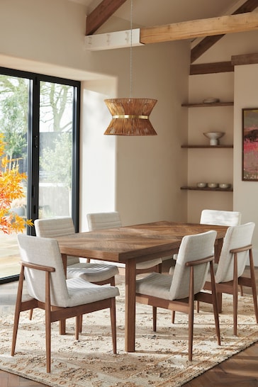 Dark Natural Hayford Oak Effect 6 to 8 Seater Extending Dining Table
