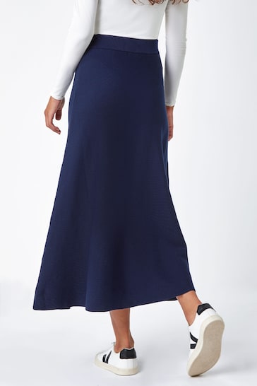 Roman Blue Plain Knitted Maxi Skirt