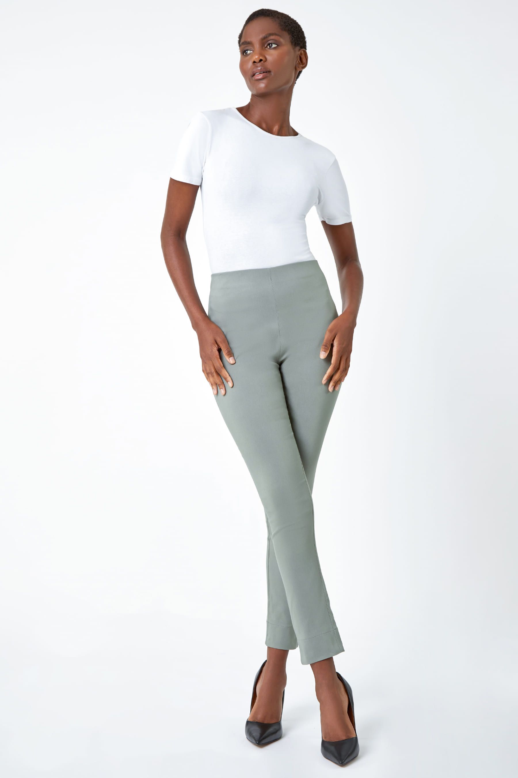 Roman Grey Full Length Stretch Trousers