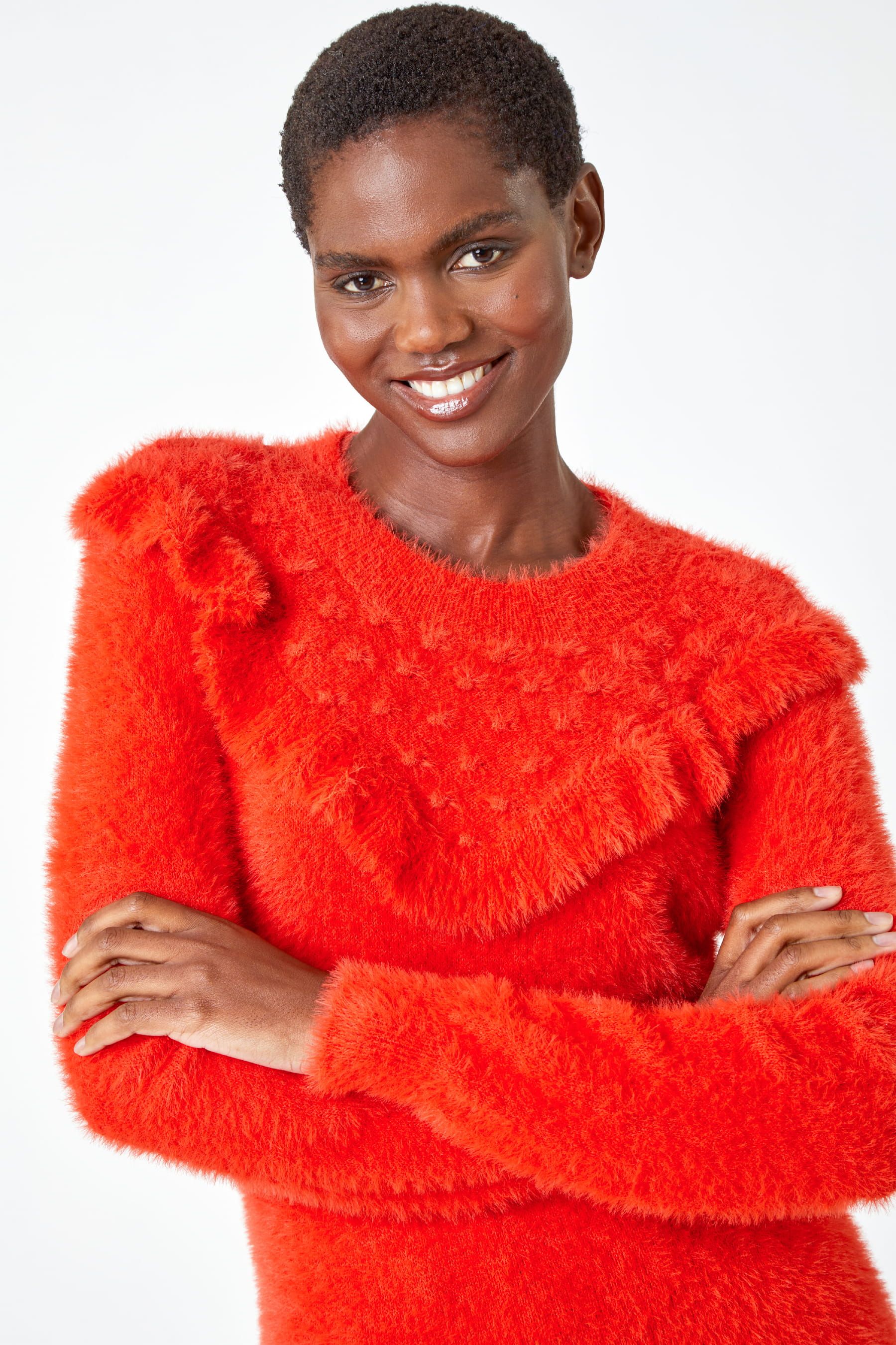 Buy Roman Orange Fluffy Frill Detail Jumper from the Next UK