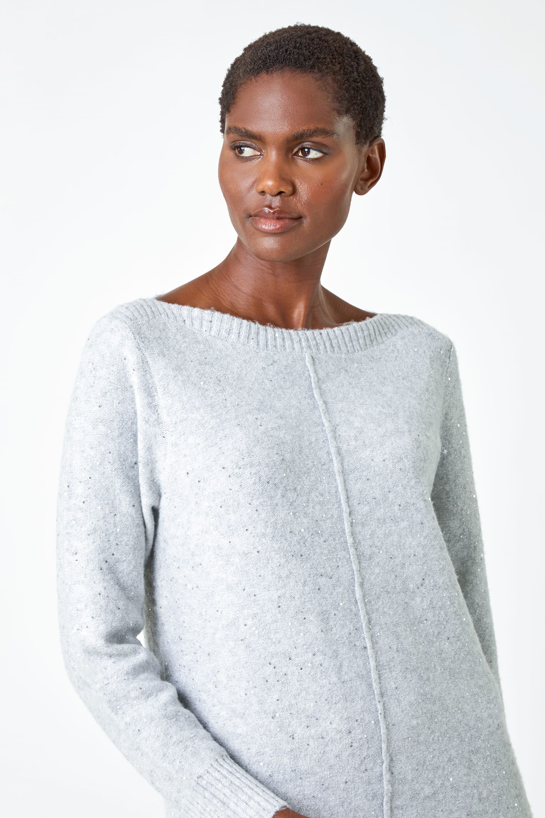Grey sequin jumper shop