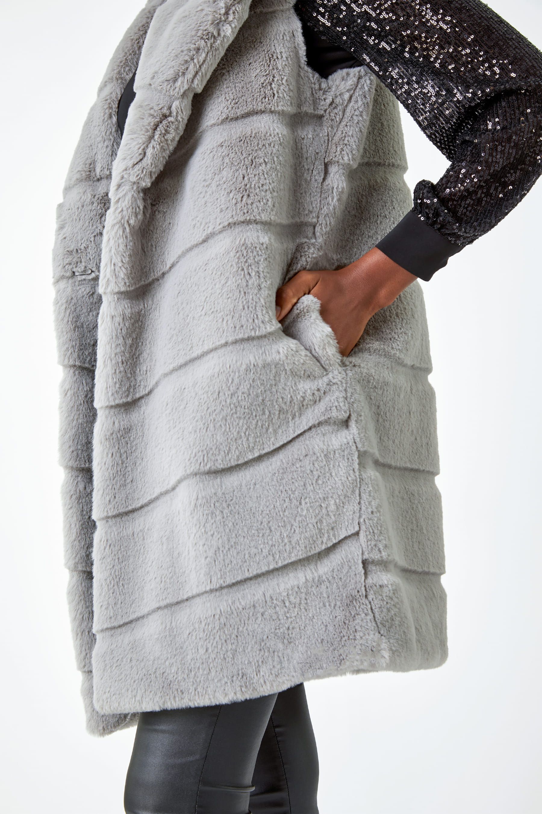 Buy Roman Grey Faux Fur Longline Gilet from the Next UK online shop