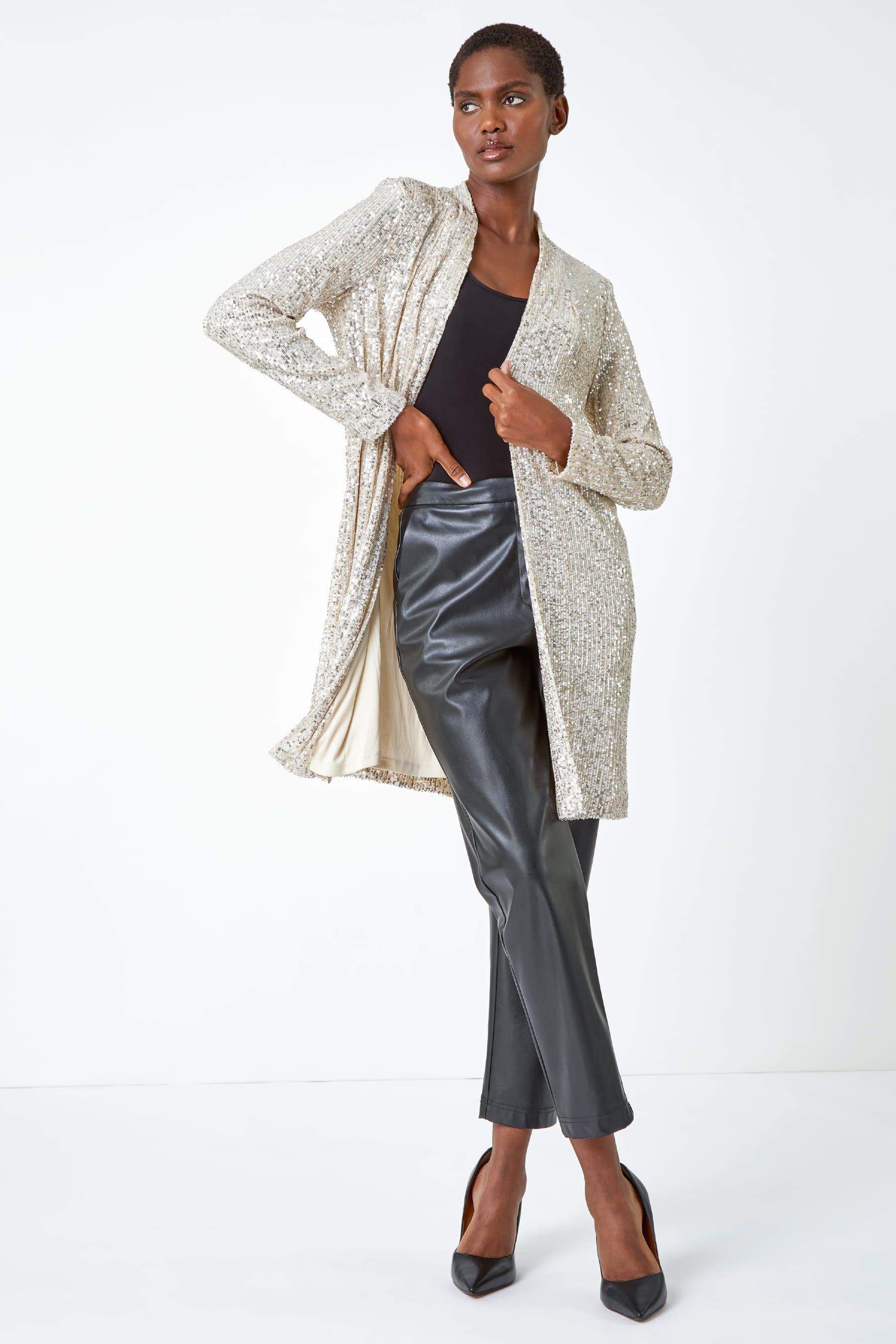 Sequin cheap longline blazer