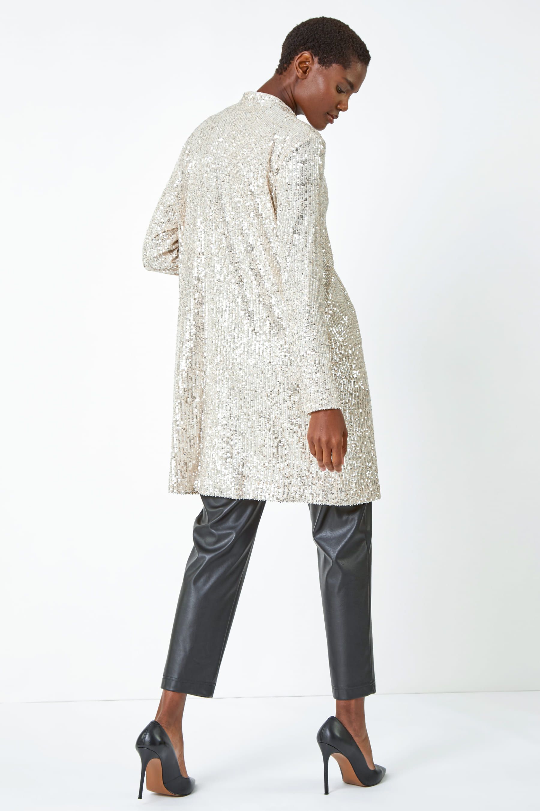 Long silver jacket discount