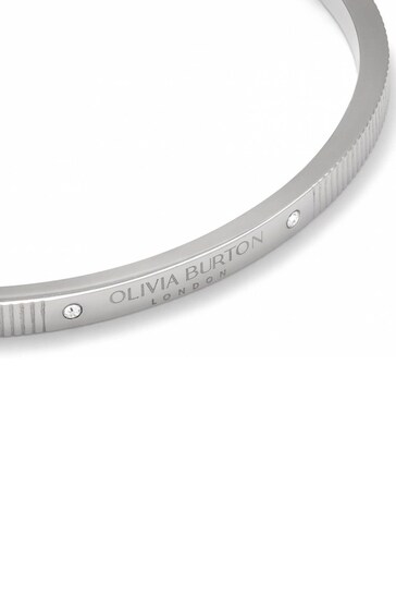 Olivia Burton Ladies Silver Tone Jewellery Classic Linear Bangle