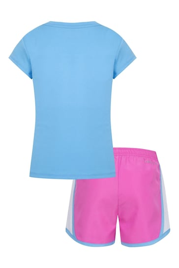 Nike Pink Little Kids Printed Club Tempo T-Shirt and Shorts Set