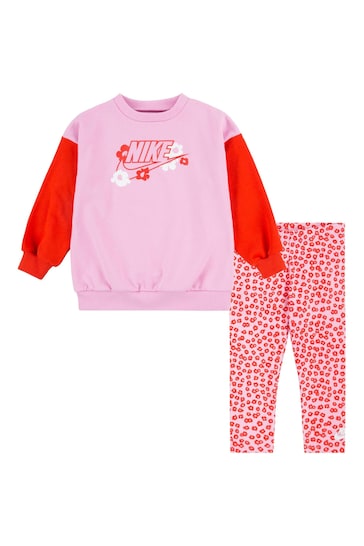 Nike Pink Little Kids Swoosh Sweatshirt And Leggings Set