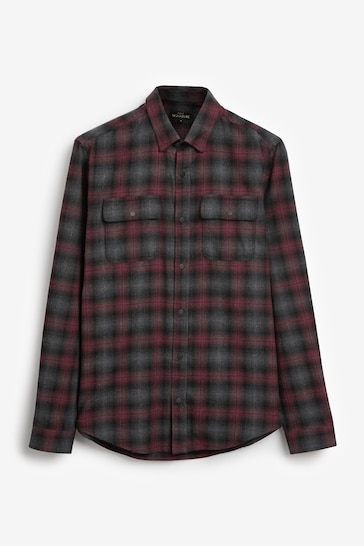pink and grey flannel shirt