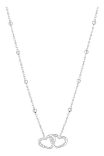 Simply Silver Sterling Silver Tone 925 Interlink Heart Necklace