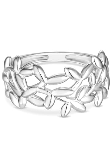Simply Silver Sterling Silver Tone 925 Polished Leaf Band Ring