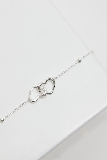 Simply Silver Silver Interlink Heart Bracelet