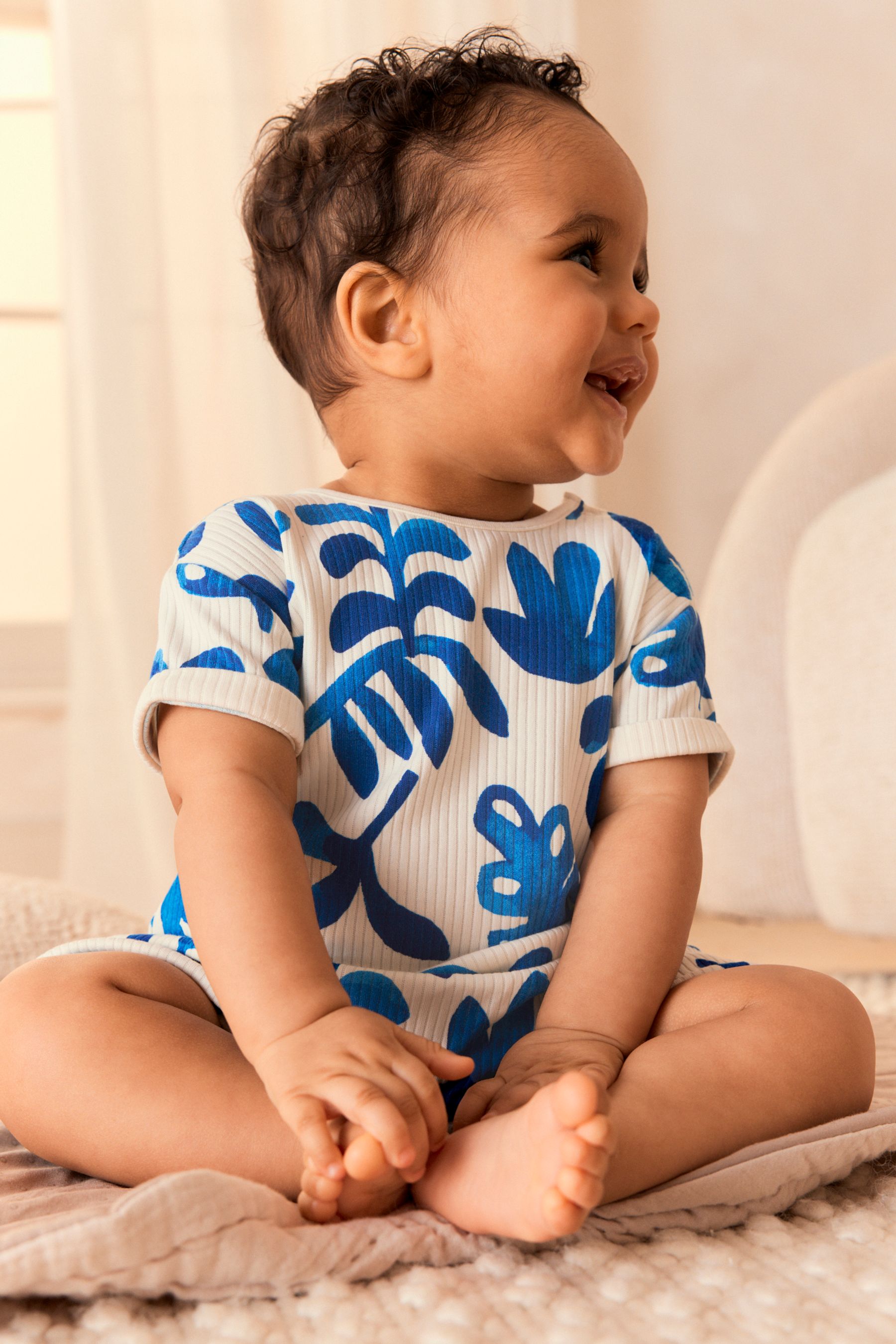Buy Blue White Baby 100 Cotton Jersey Romper from the Next UK online shop