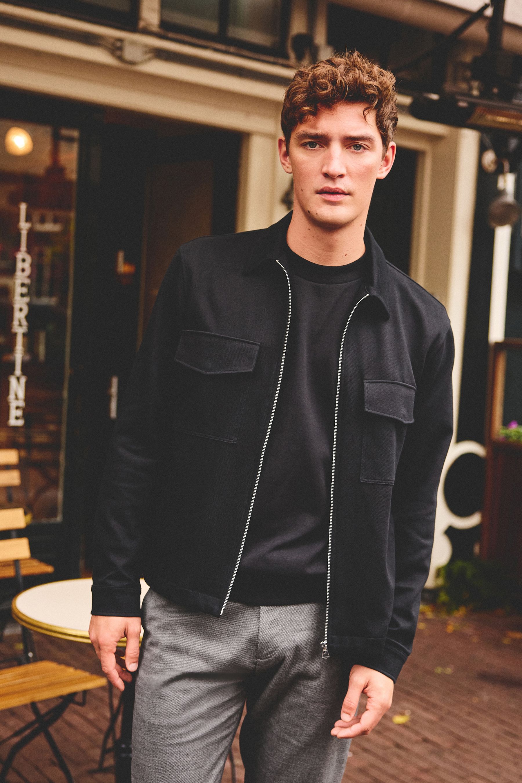 Black shacket mens store