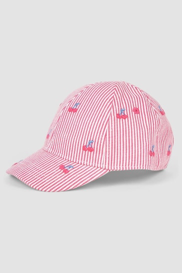 JoJo Maman Bébé Pink Cherry Embroidered Cap