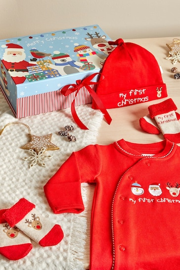 JoJo Maman Bébé Red My First Christmas Baby Gift Set