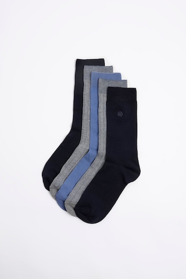 River Island Blue Plated Ankle Socks 5 Packs