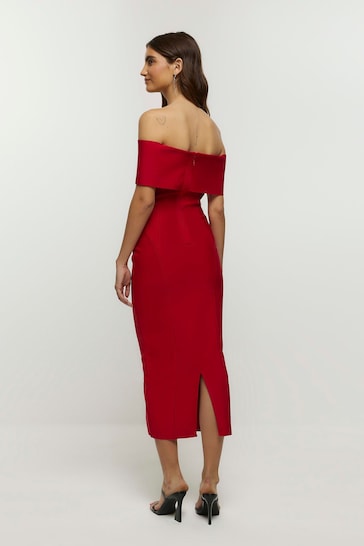 Buy River Island Red Bardot Maxi Dress from the Next UK online shop