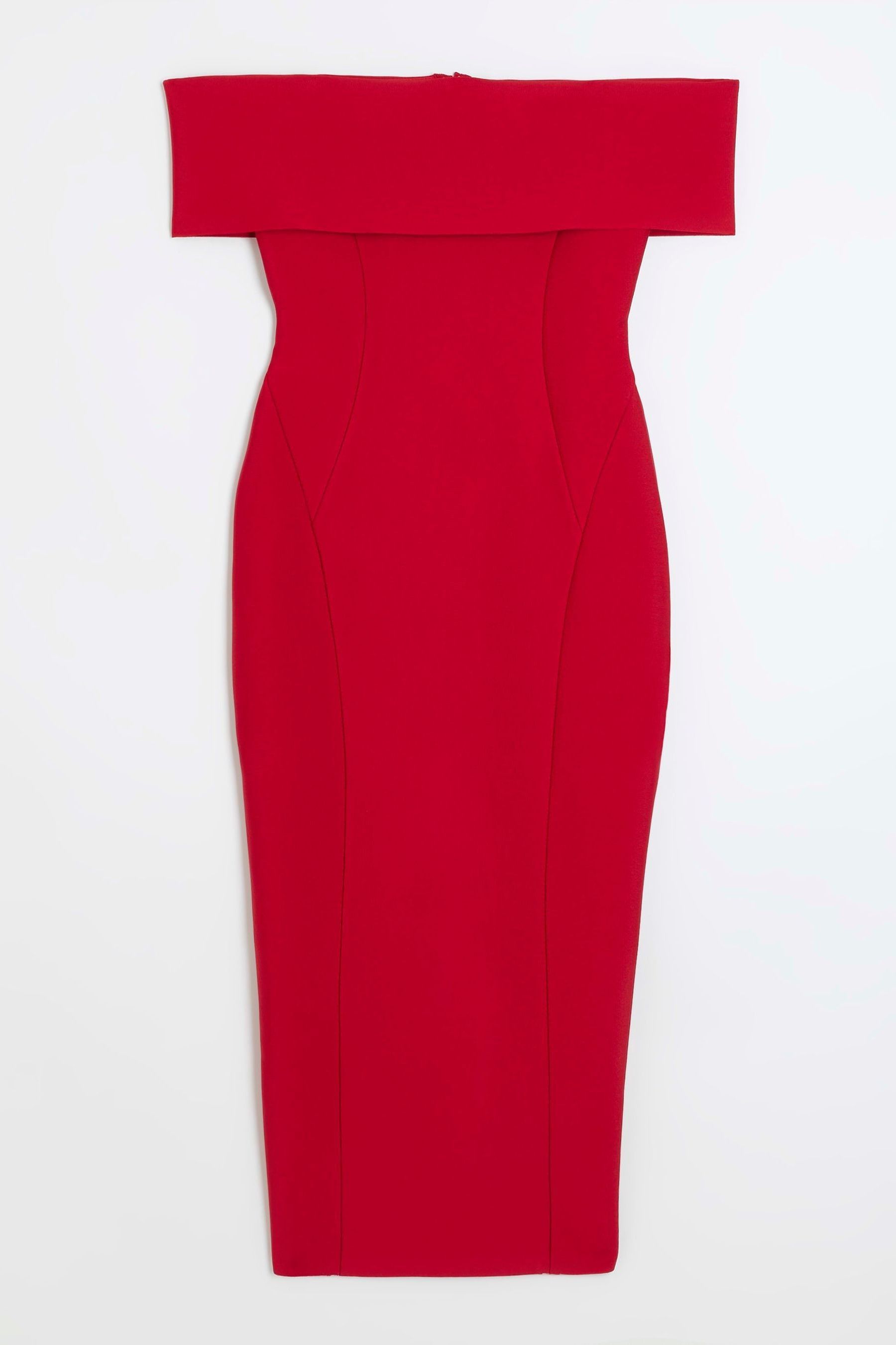 River island red hotsell bardot maxi dress