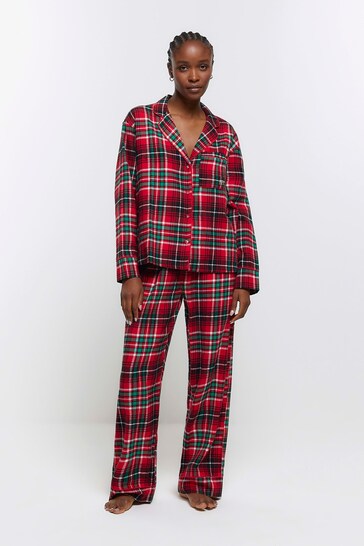 River Island Red Brushed Check Pyjama Trousers