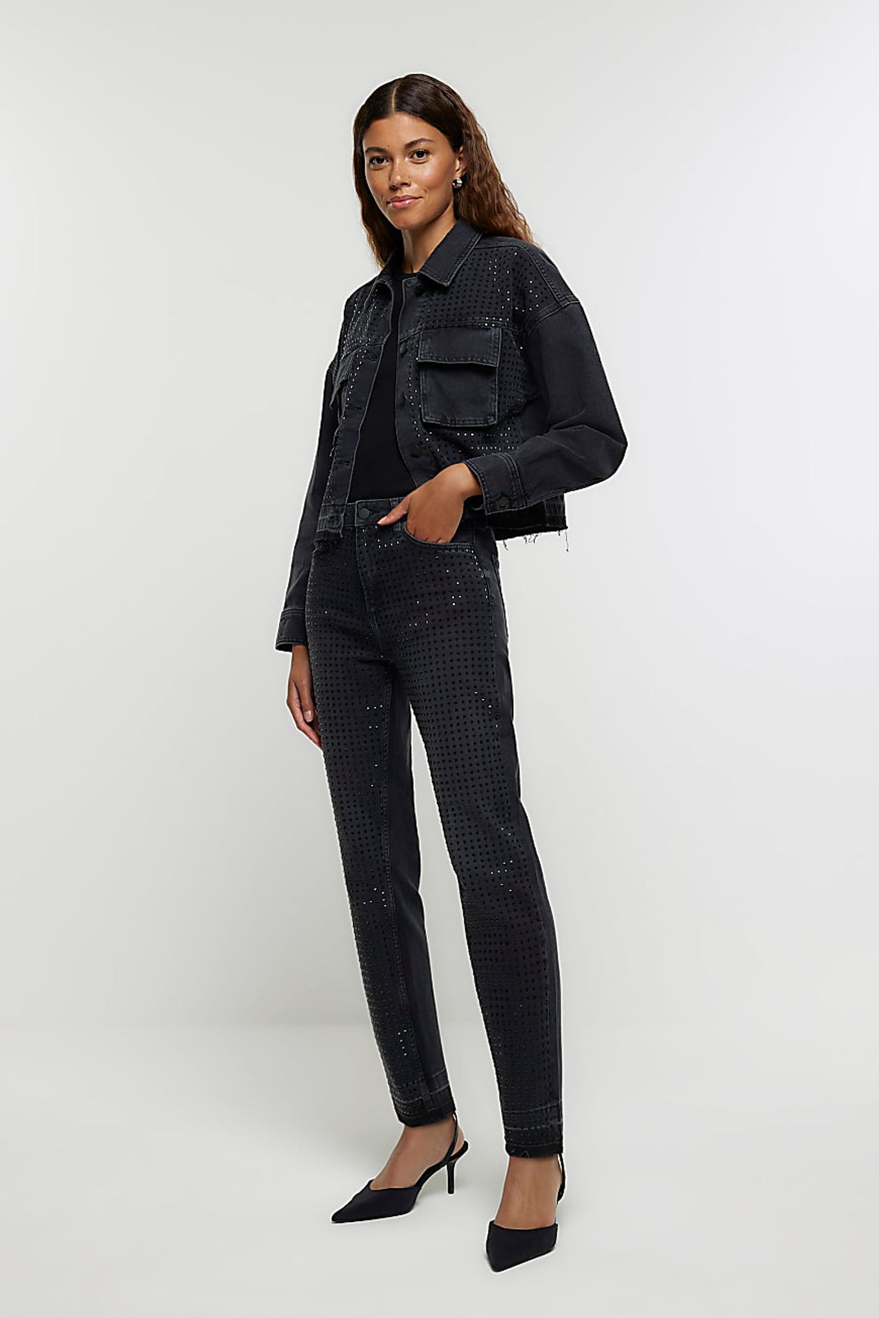 Cropped denim outlet jacket river island