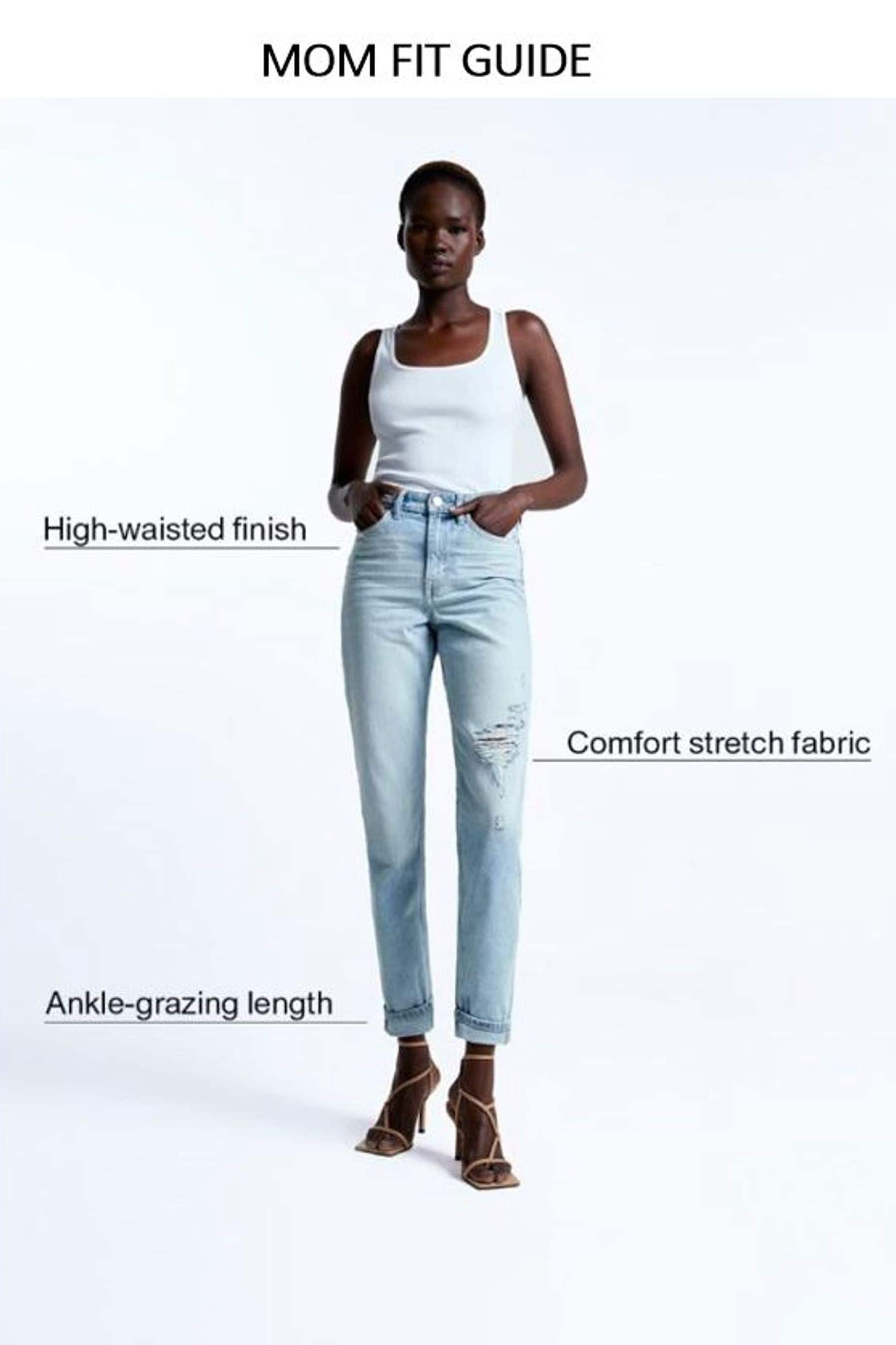 Buy River Island Blue Roll Up hem Bum Sculpt Mom Jeans from the