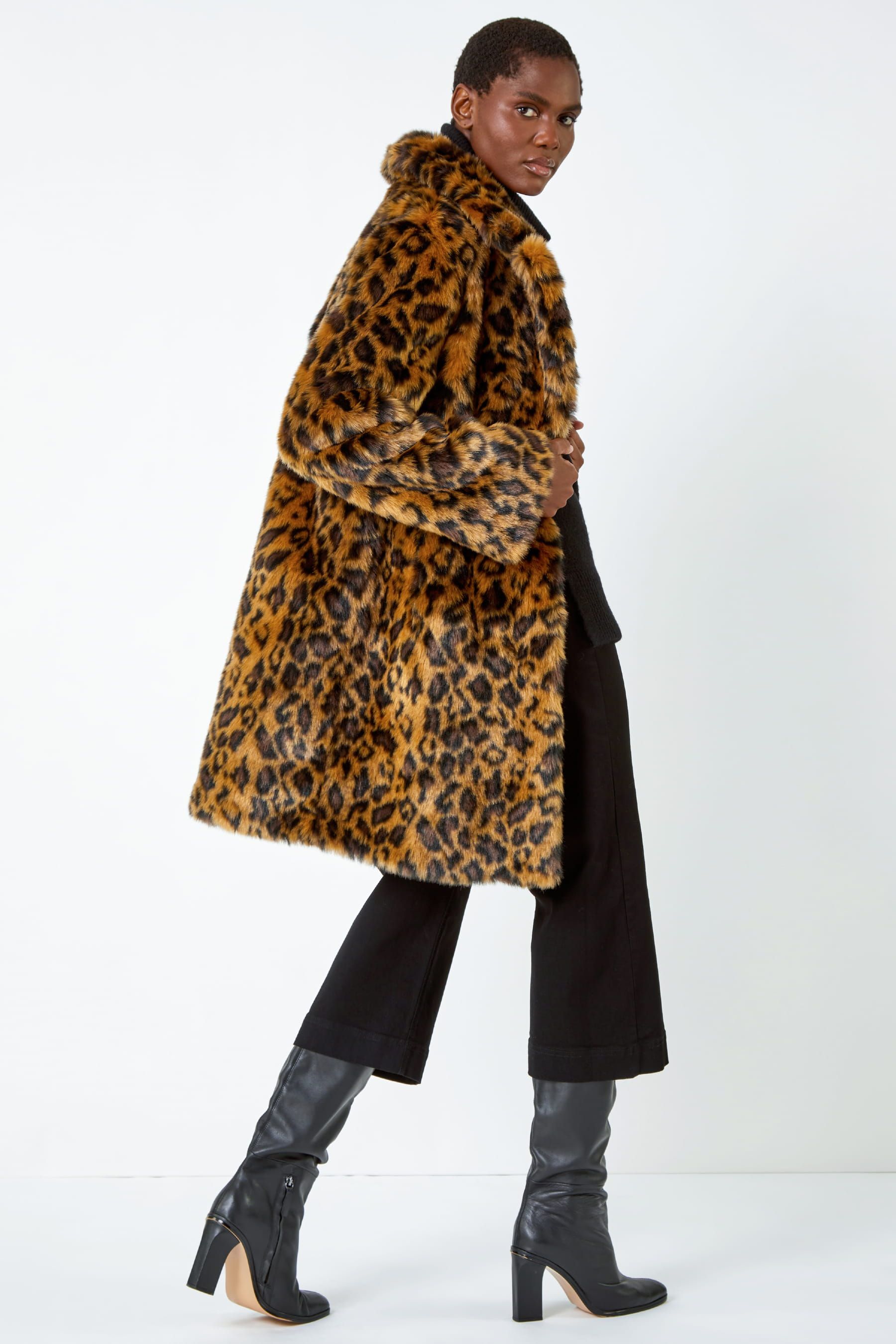 Next animal print revere hotsell coat
