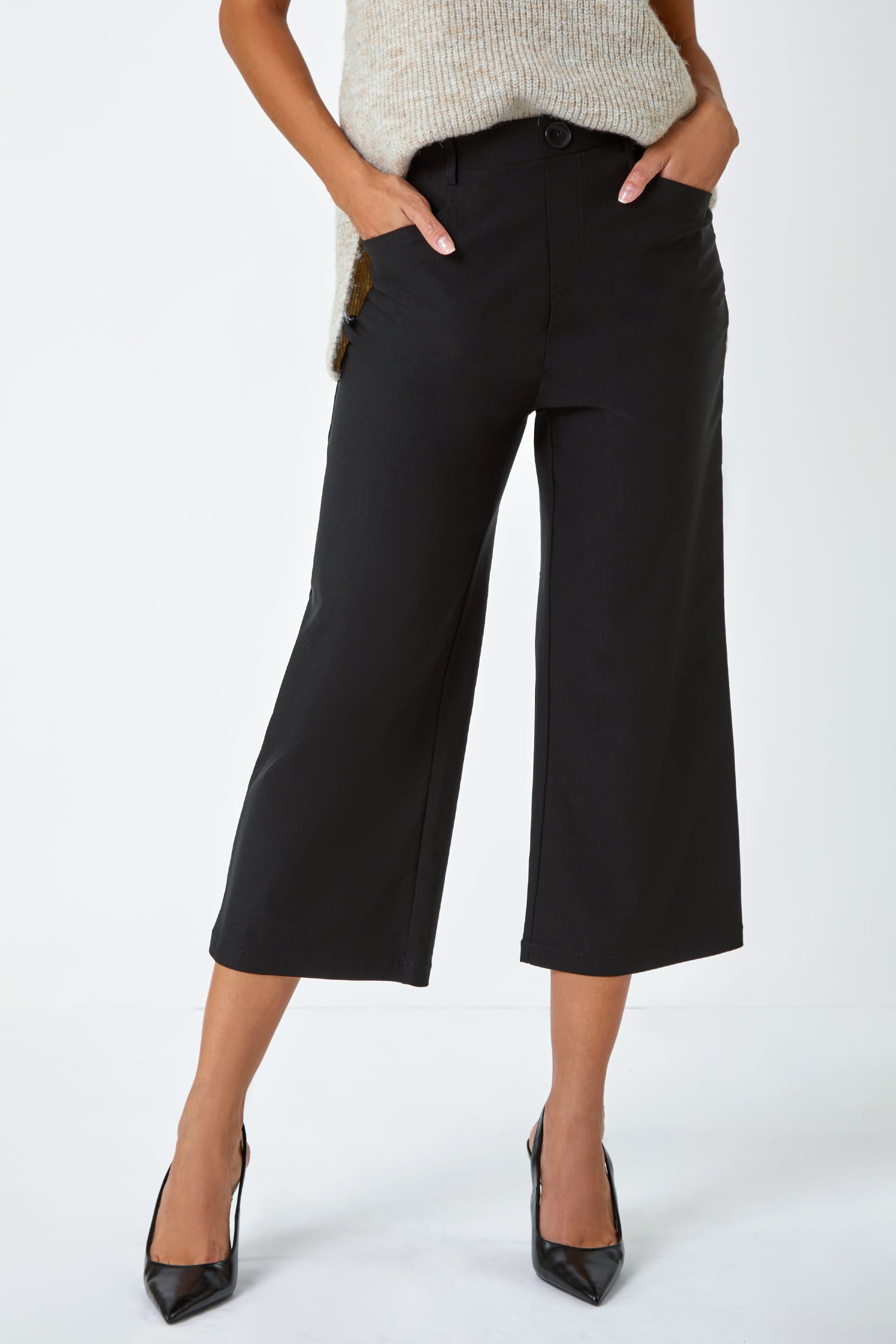 Black deals cropped culottes