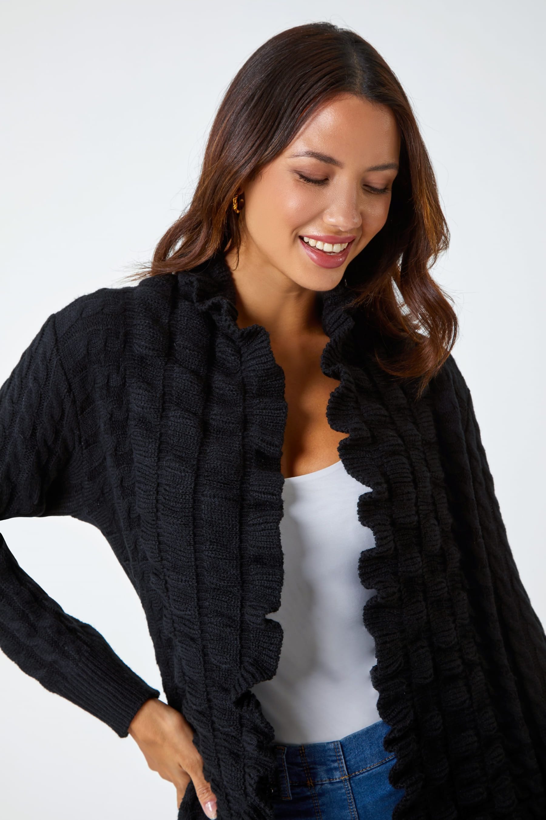 Cardigan ruffle best sale