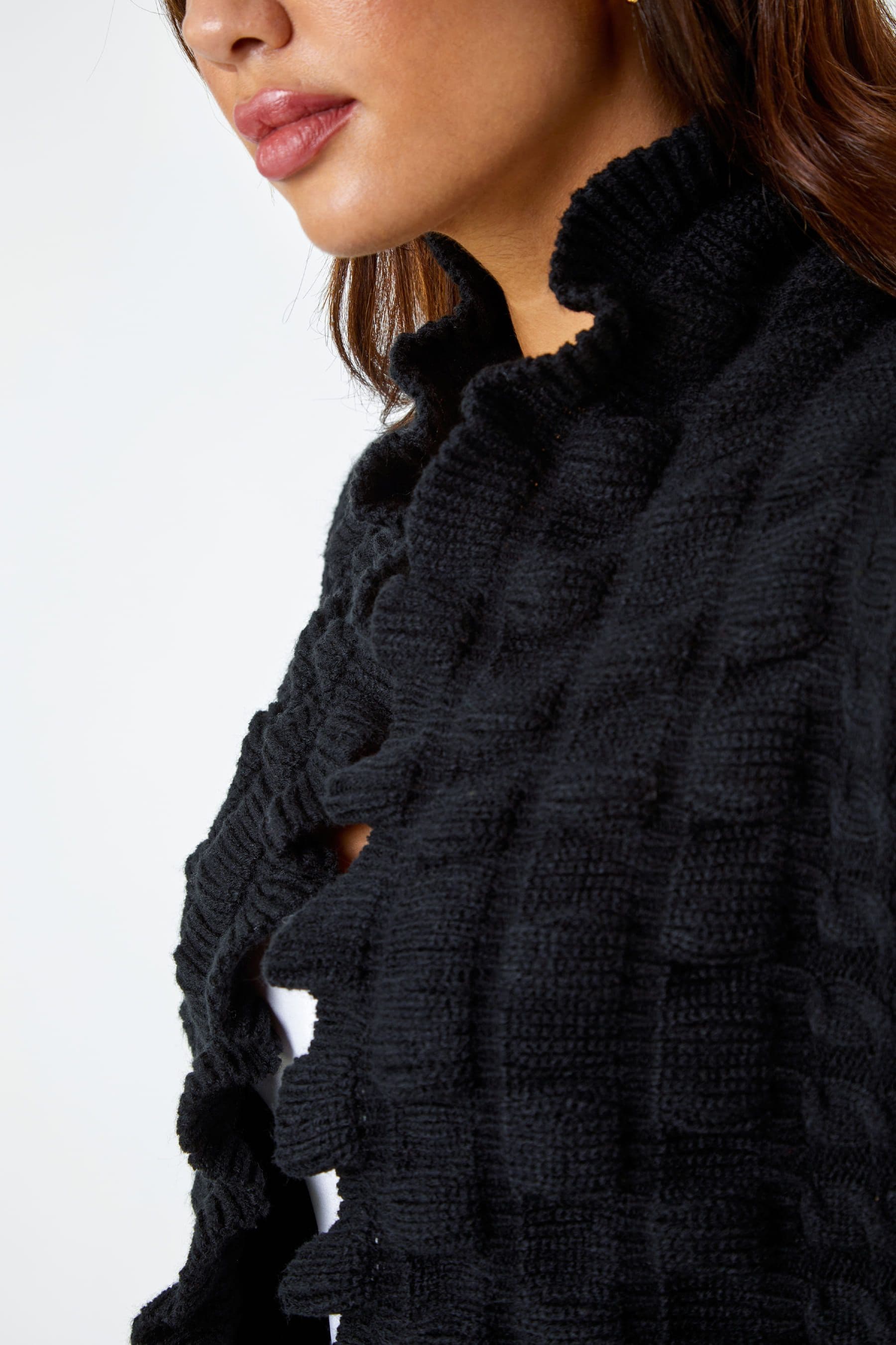 Ruffle cardigan sweater long online