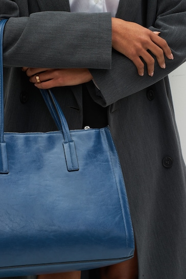 Blue Formal Open Tote Bag
