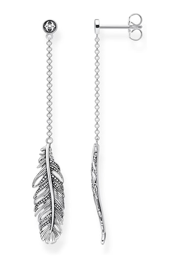 Thomas Sabo Silver Blackened Feather 925 Silver Earrings