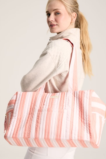 Joules Dolly Pink & Orange Striped Weekend Bag