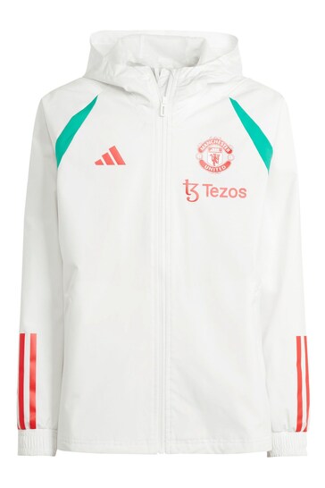 adidas White Manchester United Training All-Weather Jacket