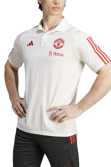 adidas White Manchester United Training Polo Shirt