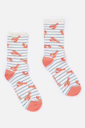 Joules Blue/White Excellent Everyday Single Ankle Socks
