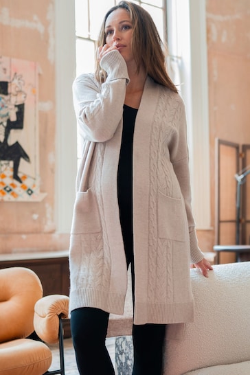 Seraphine Cream Arleen Knit Cardigan With Patch Pockets