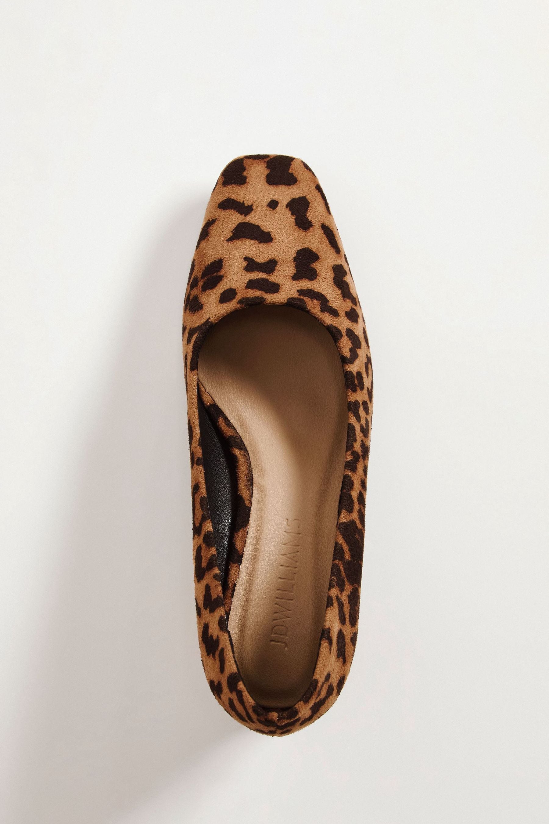 JD Williams Leopard Print Wide Fit Flexi Sole Court Shoes